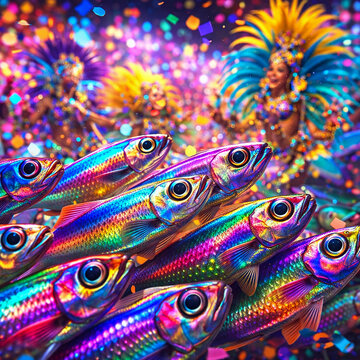 Multicolored anchovies