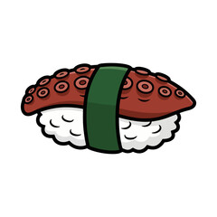 Gunkan maki sushi with octopus vector illustration for japanese food menu icon. © ImamSetia