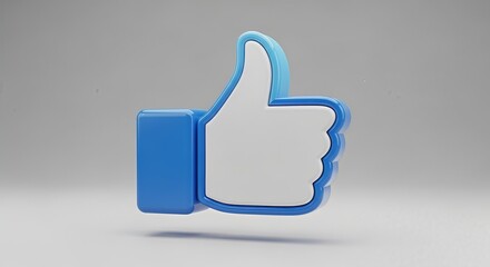 Fototapeta premium Thumbs Up Like Icon Blue 3D - Approval Positive Feedback Social Media Success Rating Symbol