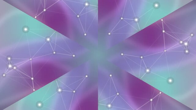 Abstract Digital Network of Glowing Nodes and Lines with a Soft Gradient Background