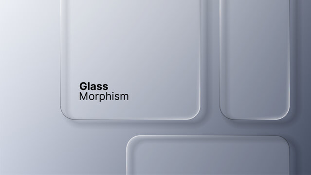 Glass morphism interface with abstract transparent shapes providing sleek background for modern UI UX design. Minimalist style.