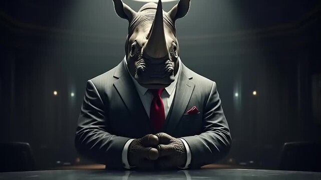 Businessman with Rabbit Head in Suit.