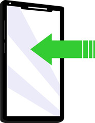 Mobile phone with green arrow