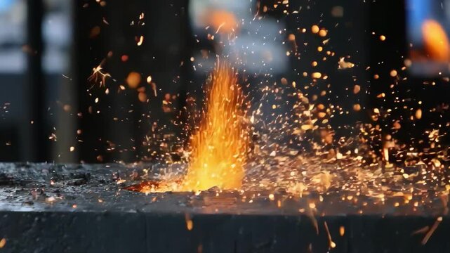 Dynamic medium shot of metal recovery operations in a foundry illustrating the process of reclaiming and repurposing leftover metals for sustainable production.