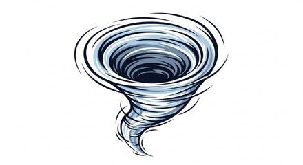 A vector graphic illustration of a swirling tornado on a white background