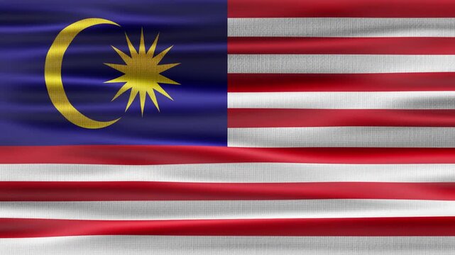 Malaysia flag waving in seamless loop background 