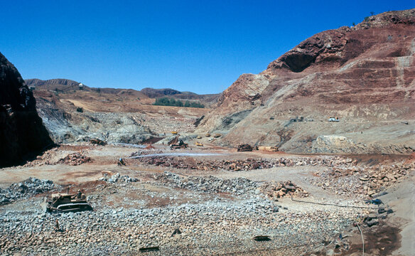 Construction work on the Ord river dam in the far north west of Western Australia in 1969.
