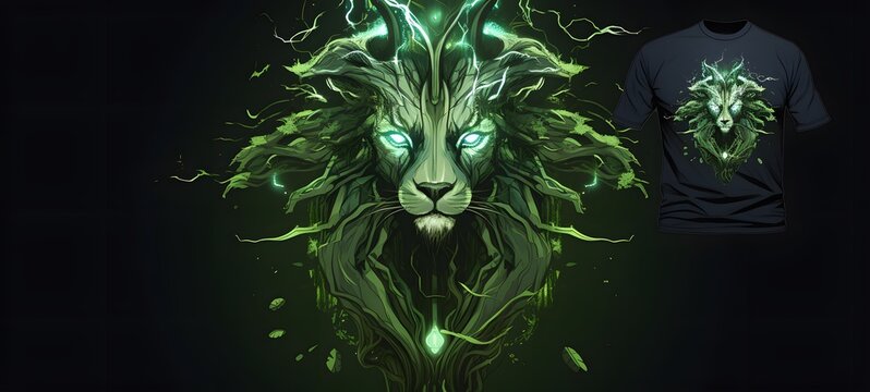 liger dryad vector illustration t-shirt design,generative AI
