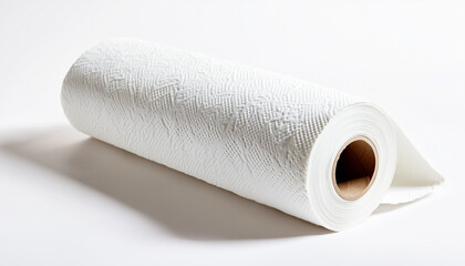 Fototapeta premium Roll of paper towels on white background