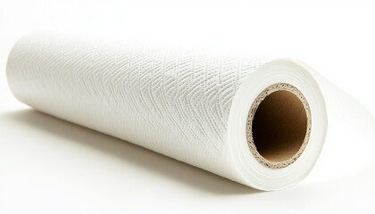 Fototapeta premium Roll of paper towels on white background