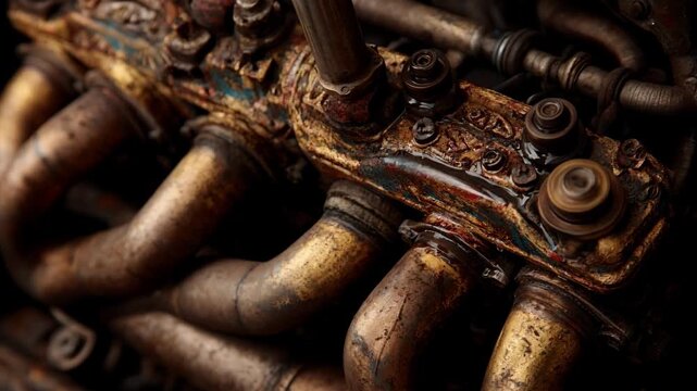 Closeup of titanium exhaust parts undergoing finetuning emphasizing corrosion resistance and highperformance applications.