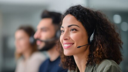 Woman wearing a headset is smiling at the camera