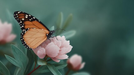 Butterfly is sitting on a pink flower