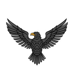Obraz premium Stylized black eagle with open wings illustration