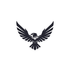 Obraz premium Stylized black eagle with wings spread flying as a strong modern emblem