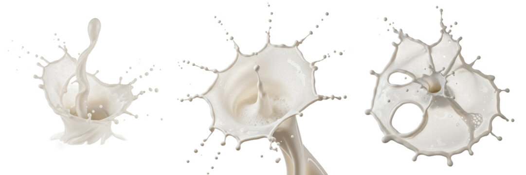 Heavy cream splash isolated on white background, thick cream liquid droplets, dairy cream pour motion, whipped cream beverage photography, dessert illustration, cream motion effect, cream texture spla
