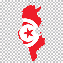 Tunisia map with national flag overlay