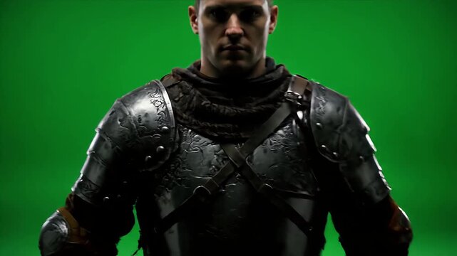 Cinematic Warrior with Longsword Marching Forward Chroma Key 8k
