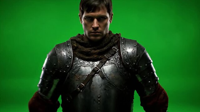 Cinematic Warrior with Longsword Marching Forward Chroma Key 8k
