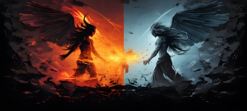 zeus vs demon vector illustration t-shirt design ,generative AI