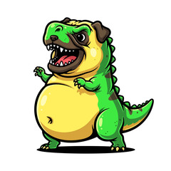 Fototapeta premium Cute cartoon dinosaur with playful expression on white background
