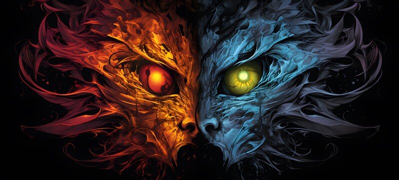 angel vs devil vector illustration t-shirt design ,generative AI