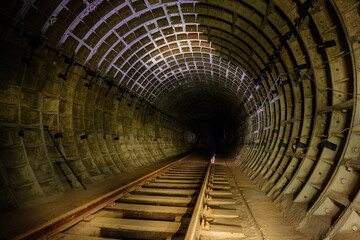Round underground subway tunnel with tubing