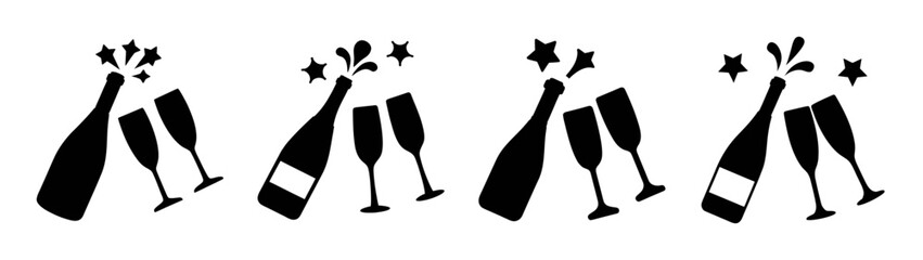Celebrate new year with champagne bottles and glasses vector graphic design illustration art image © PURE VECTOR WORK