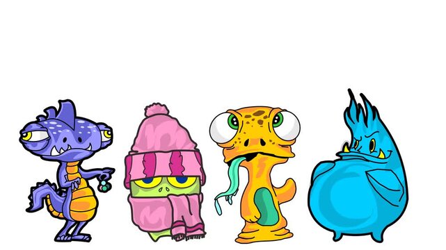 group of strange creatures and monsters