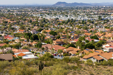 Panoramic view of Phoenix, Arizona, from the hiking trail of Lookout Mountain Park