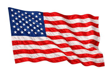 Fototapeta premium United states flag waving, representing patriotism, freedom, and national pride, with a transparent alpha channel background