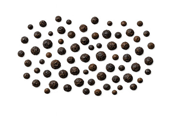 Black peppercorns scattering, providing flavor and spice, essential ingredient for cooking and food seasoning needs