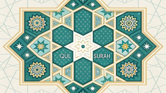 Intricate islamic geometric art with arabic calligraphy centerpiece