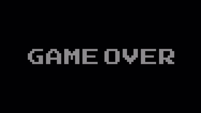 Game Over 8 Bit Pixel Glitch Effect Retro Arcade Text Animation 4k video animation seamless loop