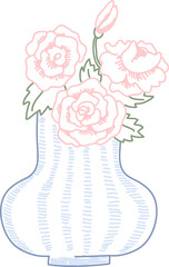 Rose Bouquet In Vase Doodle