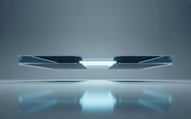 Digital Innovation Bridge Concept &ndash; Two Floating Platforms Connected by a Glowing Transparent Pathway