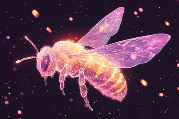 Fototapete Mädchenzimmer Enchanting cosmic bee in a starry night setting inspired by magic and nature  © Anna
