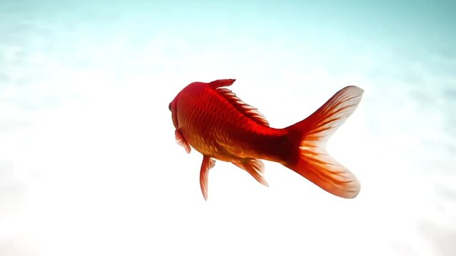 Vibrant goldfish swimming dynamically shows an eight frame storyboard in bright aquarium scenery