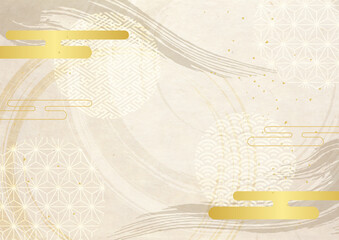 筆模様と和紙背景