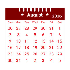 Calendar August 2026