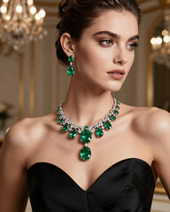 Sophisticated Emerald Jewelry Set for Evening Gala