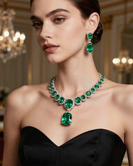 Sophisticated Emerald Jewelry Set for Evening Gala