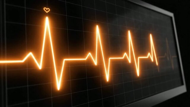 Glowing Medical Heartbeat E C G Waveform with Heart Symbol Medical Visual for Health Campaigns, Medical Presentations, and Wellness Marketing