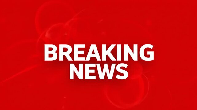 A bold &ldquo;BREAKING NEWS&rdquo; title displayed in white, centered on a bright red background with soft abstract shapes and subtle motion-graphic elements.