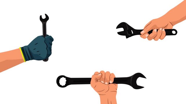 hand holding a wrench