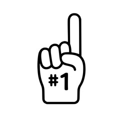 Obraz premium Number 1 (One) Fan Hand Glove With Finger Raised Flat Vector Icon silhouette