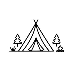 Camping Tent At Outdoor Camp Or Tipi / Teepee Flat Icon For Apps And Websites silhouette © TADJEDDINE 79
