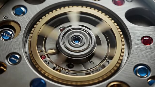 Precision Watch Movement Macro View Intricate Clockwork Gears Rotating