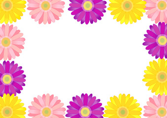 カラフルなガーベラのフレームイラスト