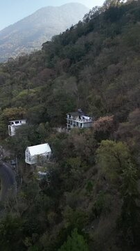 Vertical aerial of house in San Pedro La Laguna Lake Atitlan
